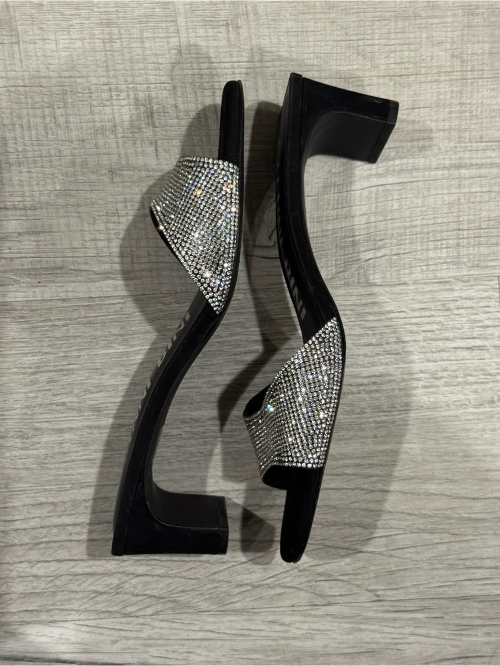Gianni Bini Black Crystal Slide Sandals